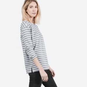 Everlane Heavyweight Tee Gray and White Stripe EUC